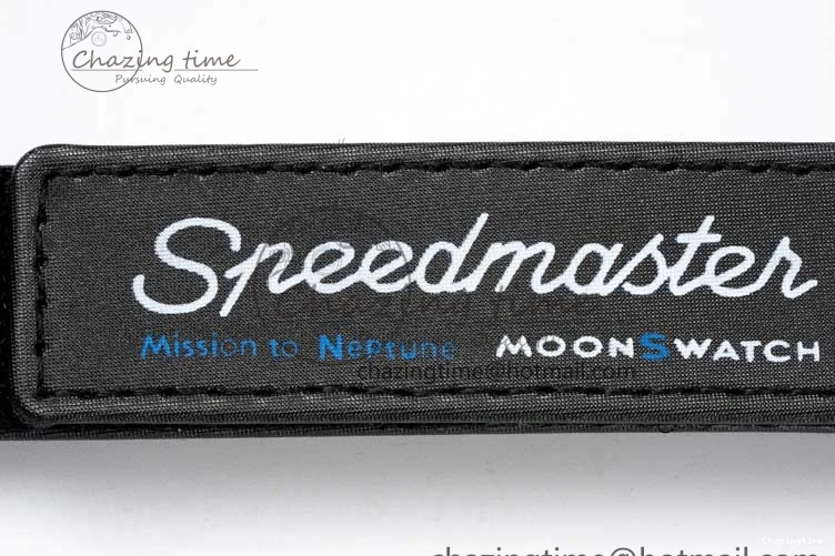 0206 ZipUp Speedmaster Misson To Neptune 1:1 Best Edition Blue Dial On Nylon Strap Quartz 7854